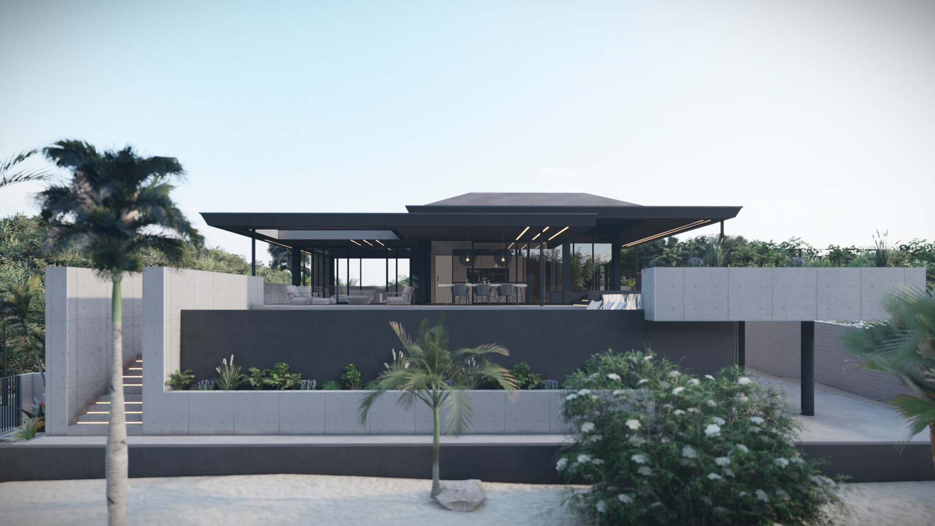 Vista Royal H3- concrete villa with floating roofs