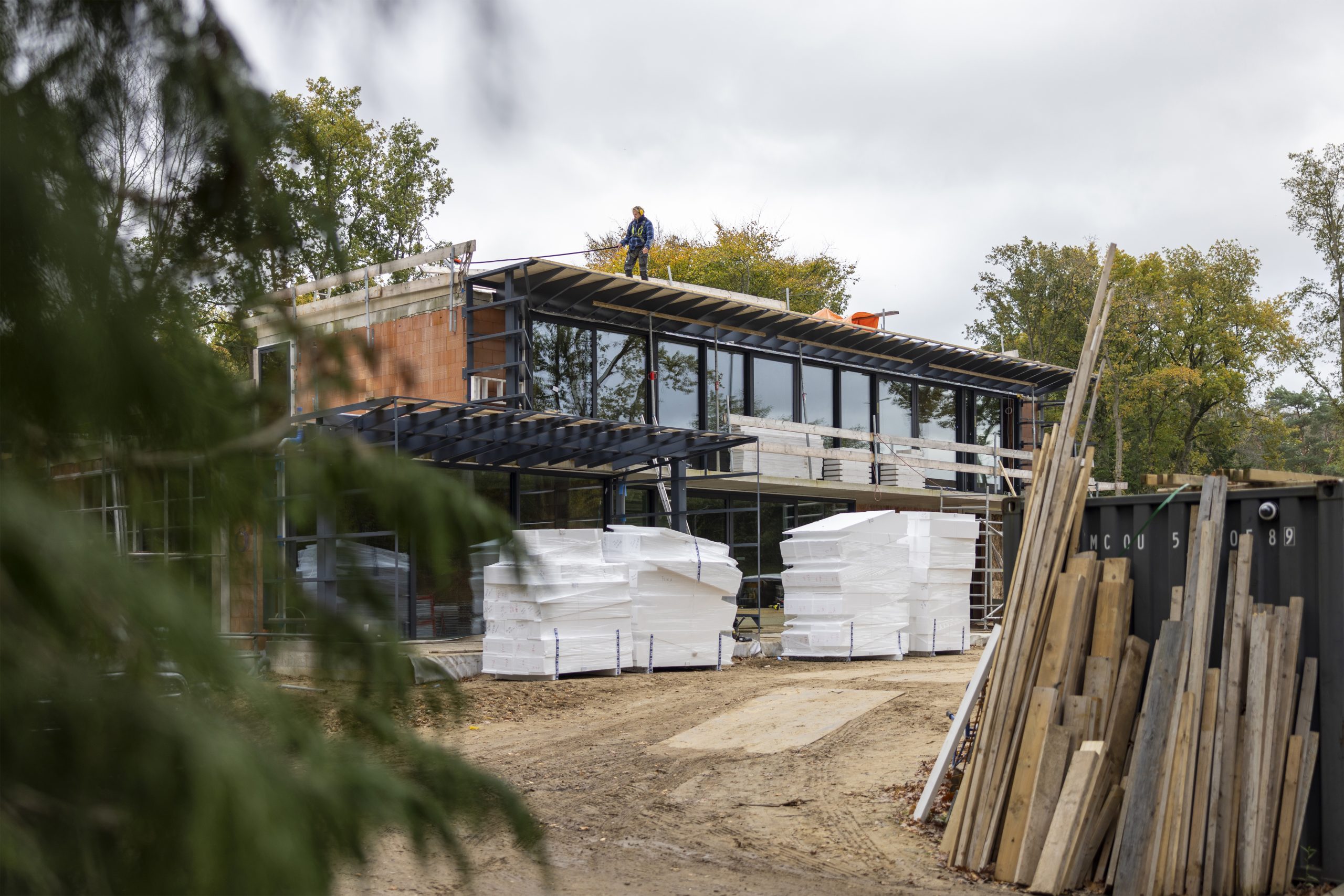 villa die wordt gebouwd